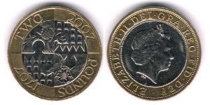 2 Pound Feriind Kiningrik (1922-) Bilame Elizabeth II (1926-2022)