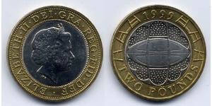 2 Pound Feriind Kiningrik (1922-) Bilame Elizabeth II (1926-2022)