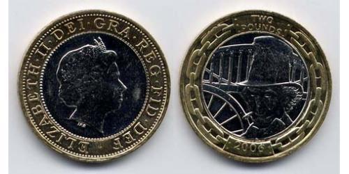 2 Pound Feriind Kiningrik (1922-) Bilame Elizabeth II (1926-2022)