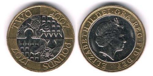 2 Pound Feriind Kiningrik (1922-) Bilame Elizabeth II (1926-2022)