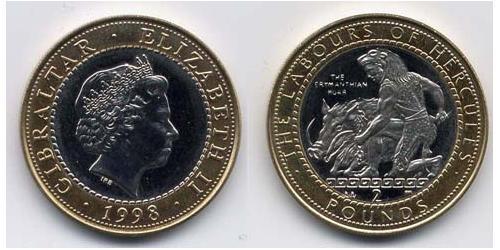 2 Pound Gibraltar Bilame Elizabeth II (1926-2022)