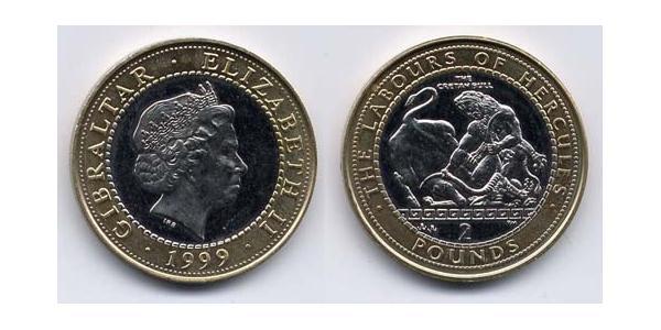 2 Pound Gibraltar Bilame Elizabeth II (1926-2022)
