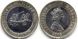 2 Pound Gibilterra Bimetal Elisabetta II (1926-2022)