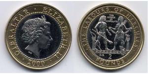 2 Pound Gibilterra Bimetal Elisabetta II (1926-2022)
