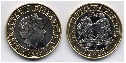 2 Pound Gibilterra Bimetal Elisabetta II (1926-2022)