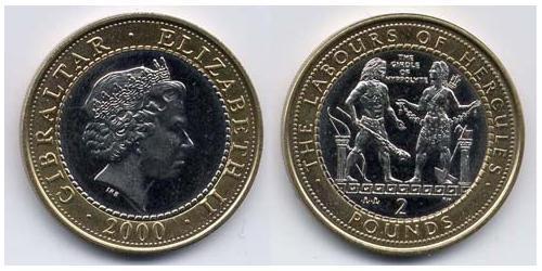 2 Pound Gibilterra Bimetal Elisabetta II (1926-2022)