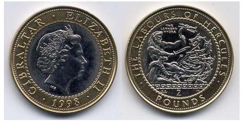 2 Pound Gibilterra Bimetal Elisabetta II (1926-2022)