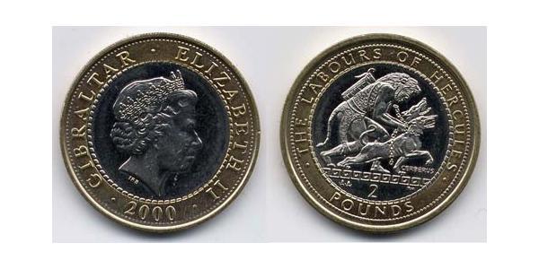 2 Pound Gibilterra Bimetal Elisabetta II (1926-2022)