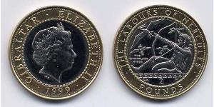 2 Pound Gibraltar Bimetal Elizabeth II (1926-2022)