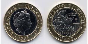 2 Pound Gibraltar Bimetal 伊丽莎白二世 (1926-2022)