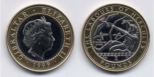 2 Pound Gibraltar Bimetal Isabel II (1926-2022)