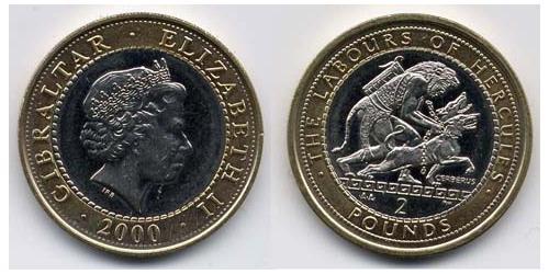 2 Pound Gibraltar Bimetal Elizabeth II (1926-2022)