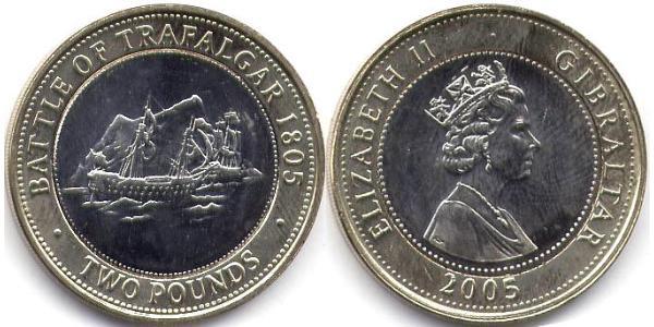 2 Pound Gibraltar Bimetal Isabel II (1926-2022)