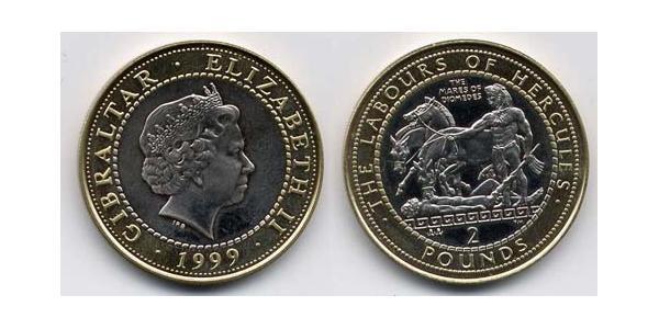 2 Pound Gibraltar Bimetal 伊丽莎白二世 (1926-2022)