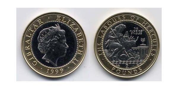 2 Pound Gibraltar Bimetal 伊丽莎白二世 (1926-2022)
