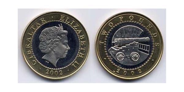 2 Pound Gibraltar Bimetal 伊丽莎白二世 (1926-2022)