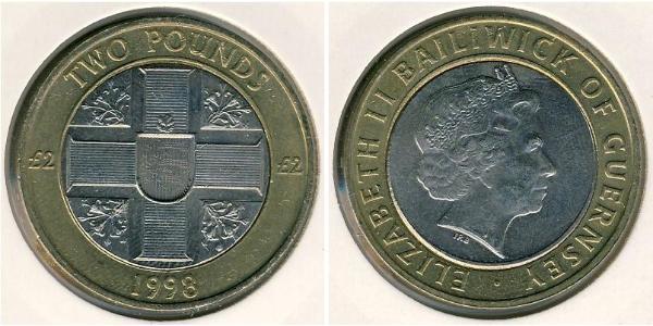 2 Pound Guernsey Bimetal 