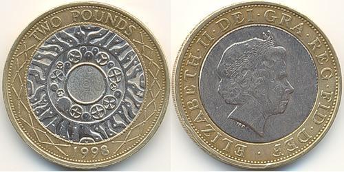 2 Pound Regno Unito (1922-) Bimetal Elisabetta II (1926-2022)