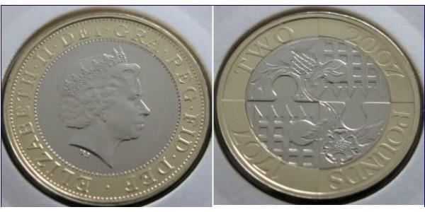 2 Pound Regno Unito (1922-) Bimetal Elisabetta II (1926-2022)