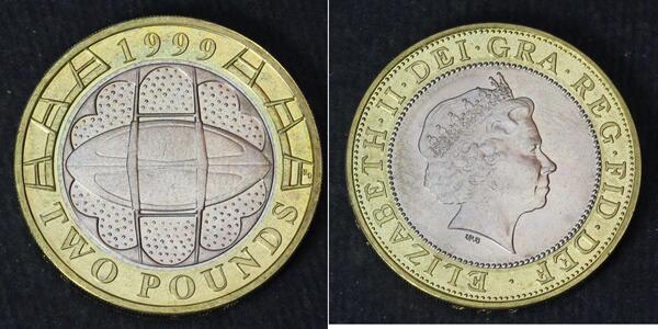 2 Pound Reino Unido (1922-) Bimetal Isabel II (1926-2022)