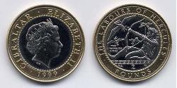 2 Pound Gibraltar Bimetall Elizabeth II (1926-2022)