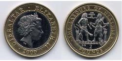 2 Pound Gibraltar Bimetall Elizabeth II (1926-2022)