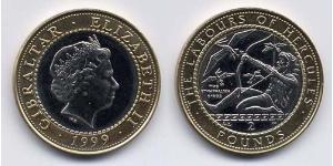 2 Pound Gibraltar Bimetall Elizabeth II (1926-2022)