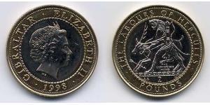 2 Pound Gibraltar Bimetall Elizabeth II (1926-2022)