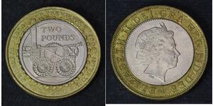 2 Pound Vereinigtes Königreich (1922-) Bimetall Elizabeth II (1926-2022)