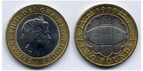 2 Pound Vereinigtes Königreich (1922-) Bimetall Elizabeth II (1926-2022)
