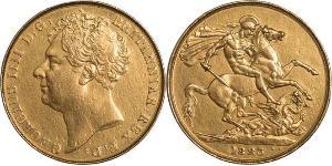 2 Pound Vereinigtes Königreich von Großbritannien und Irland (1801-1922) Gold Georg IV (1762-1830)