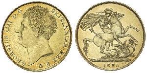 2 Pound Vereinigtes Königreich von Großbritannien und Irland (1801-1922) Gold Georg IV (1762-1830)