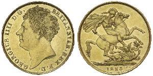 2 Pound Vereinigtes Königreich von Großbritannien und Irland (1801-1922) Gold Georg IV (1762-1830)