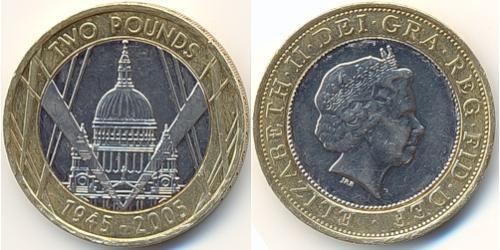 2 Pound Vereinigtes Königreich (1922-) Kupfer/Nickel Elizabeth II (1926-2022)