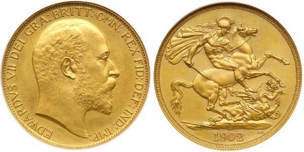 2 Pound Regno Unito di Gran Bretagna e Irlanda (1801-1922) Oro Edoardo VII (1841-1910)