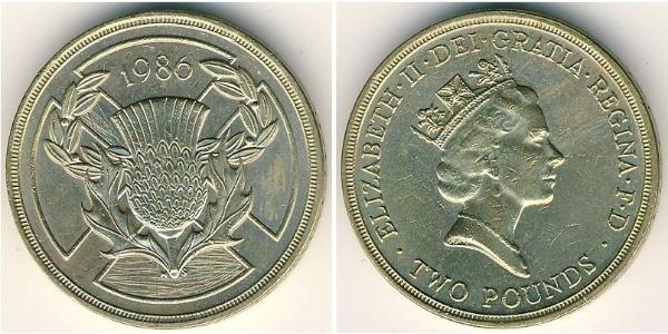 2 Pound Regno Unito (1922-) Ottone Elisabetta II (1926-2022)