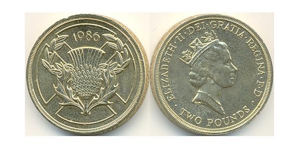 2 Pound Regno Unito (1922-) Ottone Elisabetta II (1926-2022)