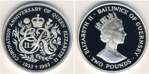 2 Pound Guernsey Plata 