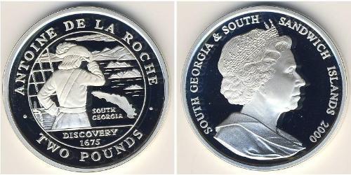 2 Pound Islas Georgias del Sur y Sandwich del Sur (territorio británico de ultramar) Plata Isabel II (1926-2022)