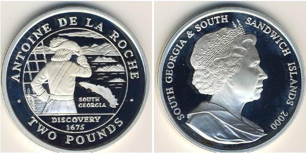 2 Pound Islas Georgias del Sur y Sandwich del Sur (territorio británico de ultramar) Plata Isabel II (1926-2022)