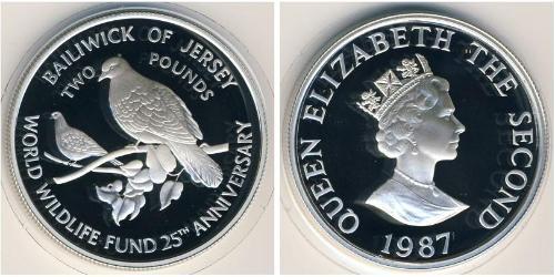 2 Pound Jersey Plata Isabel II (1926-2022)