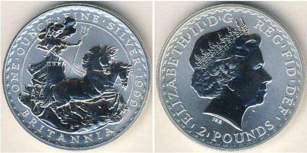 2 Pound Reino Unido (1922-) Plata Isabel II (1926-2022)