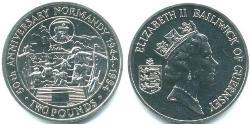 2 Pound Guernsey Rame/Nichel Elisabetta II (1926-2022)