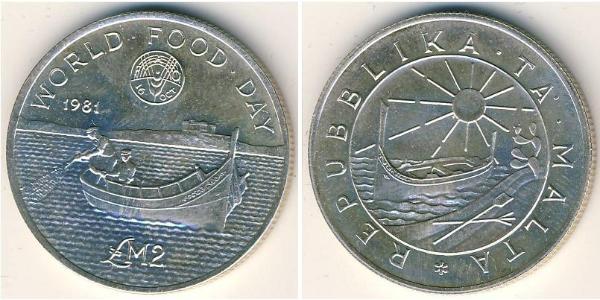 2 Pound Malta Silver 
