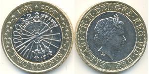 2 Pound Feriind Kiningrik (1922-)  Elizabeth II (1926-2022)