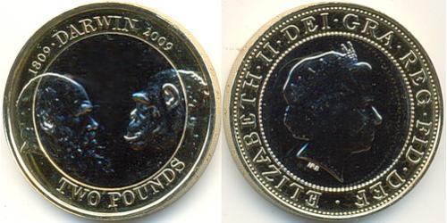 2 Pound Reino Unido (1922-)  Isabel II (1926-2022)