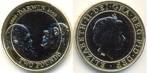 2 Pound United Kingdom (1922-)  伊丽莎白二世 (1926-2022)