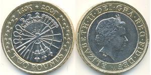 2 Pound United Kingdom (1922-)  伊丽莎白二世 (1926-2022)
