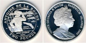 2 Pound 南乔治亚和南桑威奇群岛 銀 伊丽莎白二世 (1926-2022)