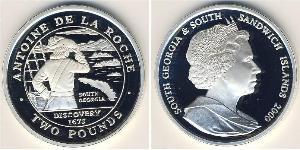 2 Pound 南乔治亚和南桑威奇群岛 銀 伊丽莎白二世 (1926-2022)